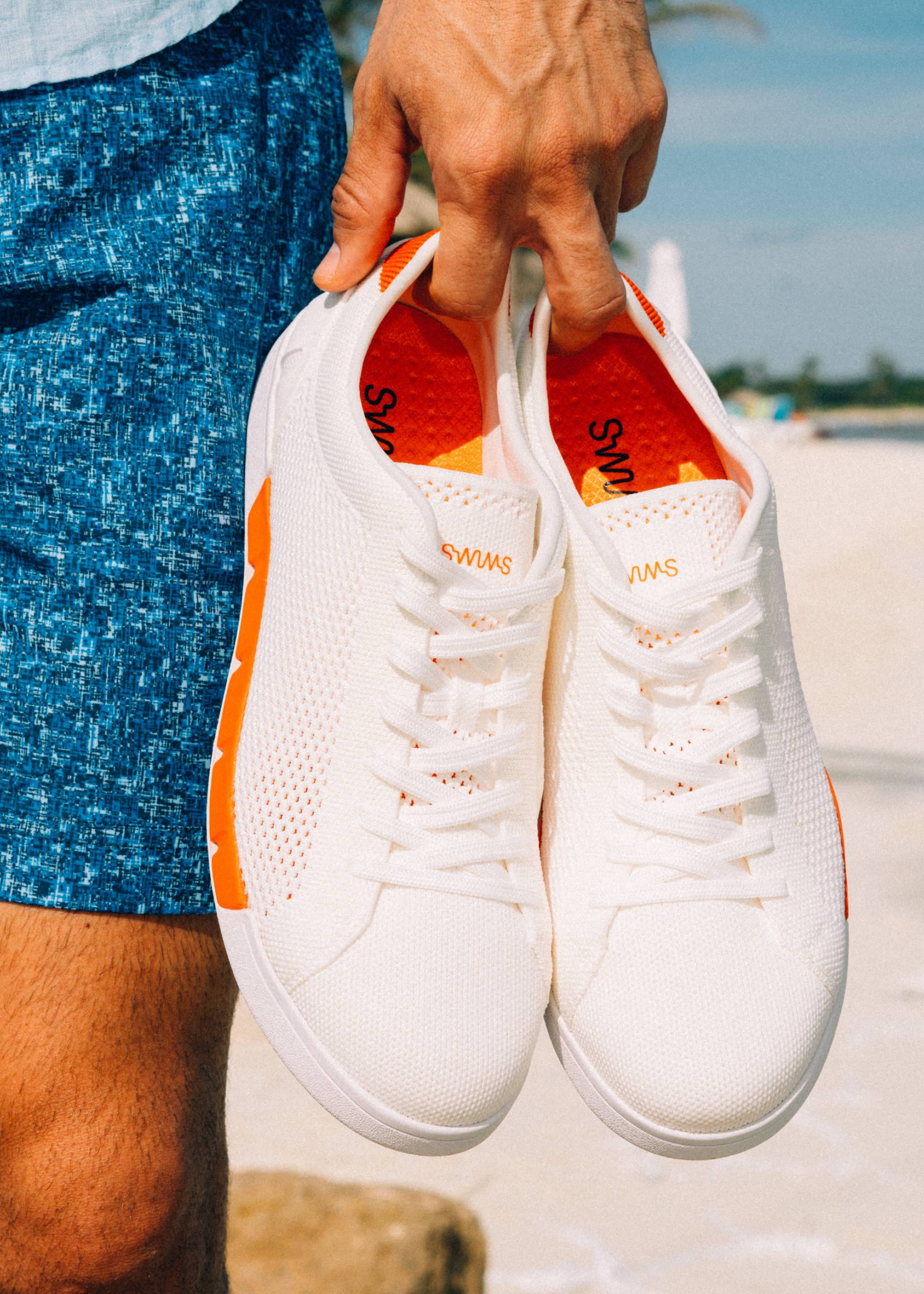 Breeze Tennis Knit - background::white,variant::White/SWIMS Orange