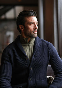 Etna 1/4 Zip Layering Knit - background::white,variant::Hickory