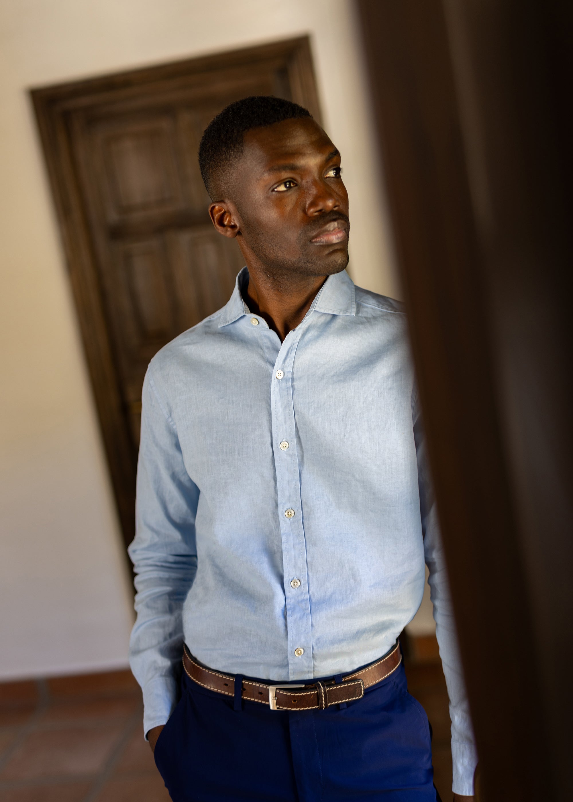 Santorini Sport Shirt - background::white,variant::Spray Blue