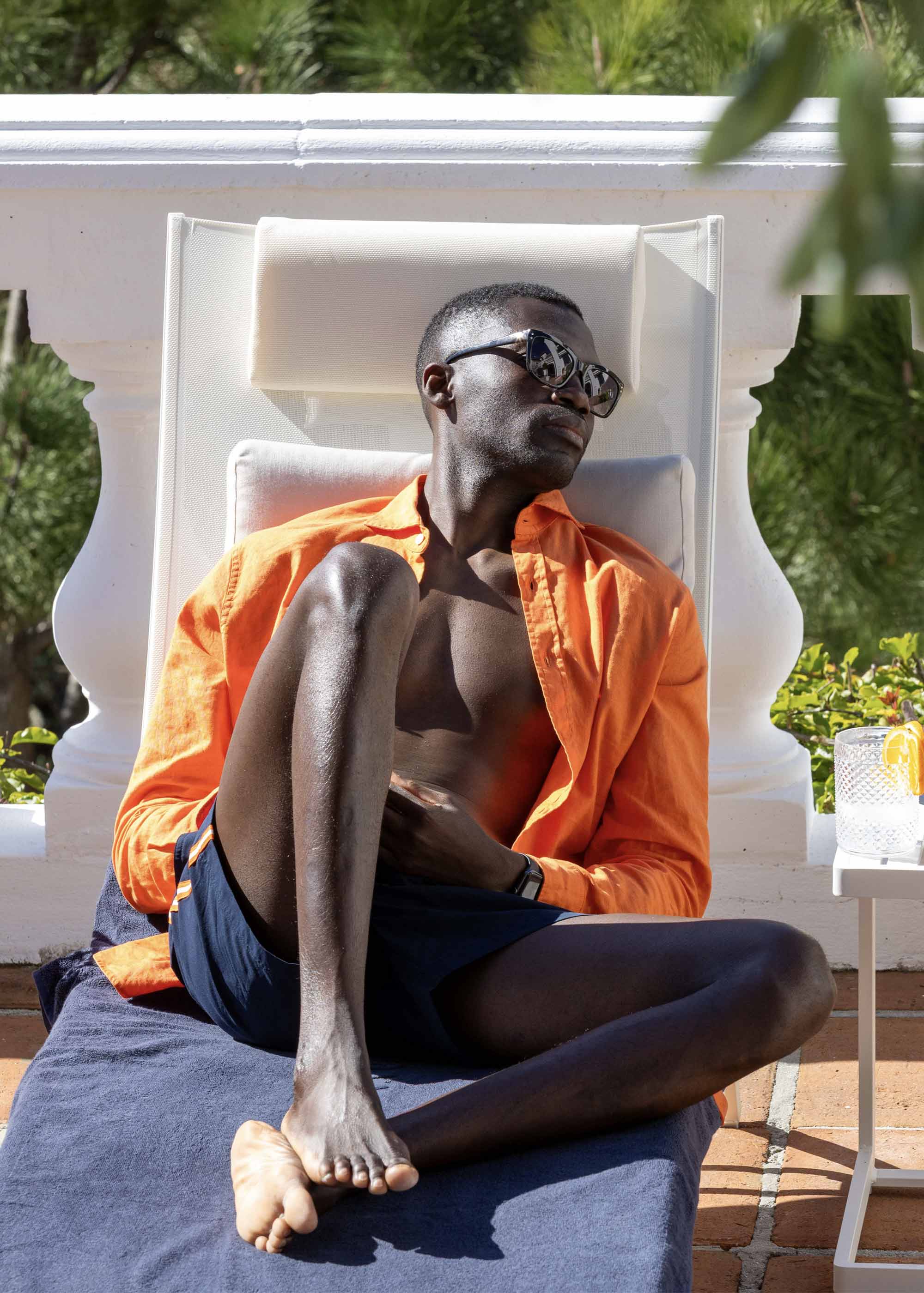 Santorini Sport Shirt - background::white,variant::SWIMS Orange