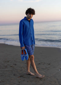 Santorini Sport Shirt - background::white,variant::Tidal Blue