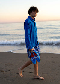 Sol Swim Short (6 ½” Inseam) - background::white,variant::Shells SWIMS Blue