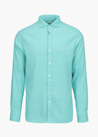 Santorini Linen Shirt - background::white,variant::Aquamarine