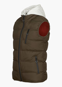 Helg Hoodie Puffer Vest - background::white,variant::Brown