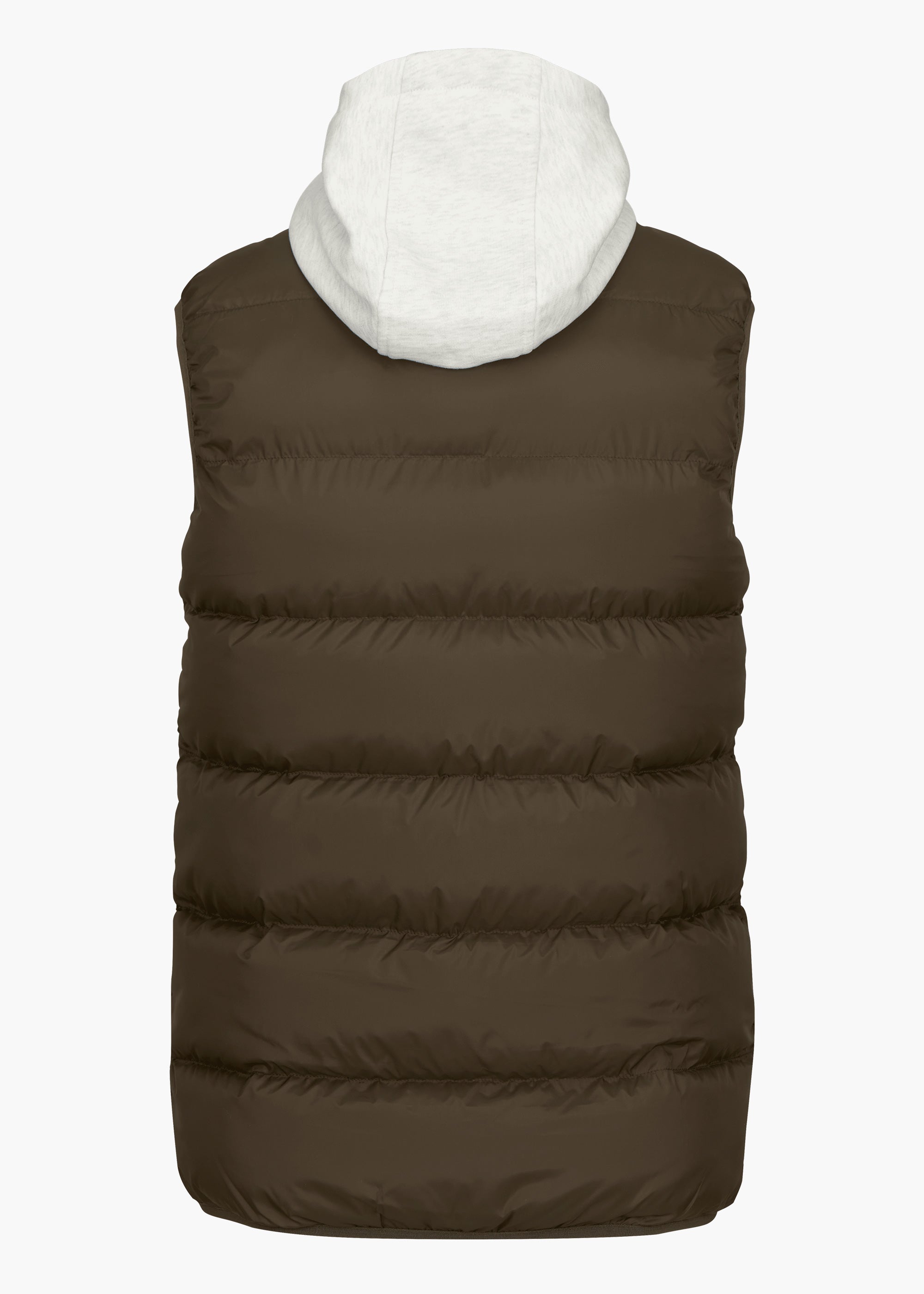 Helg Hoodie Puffer Vest - background::white,variant::Brown