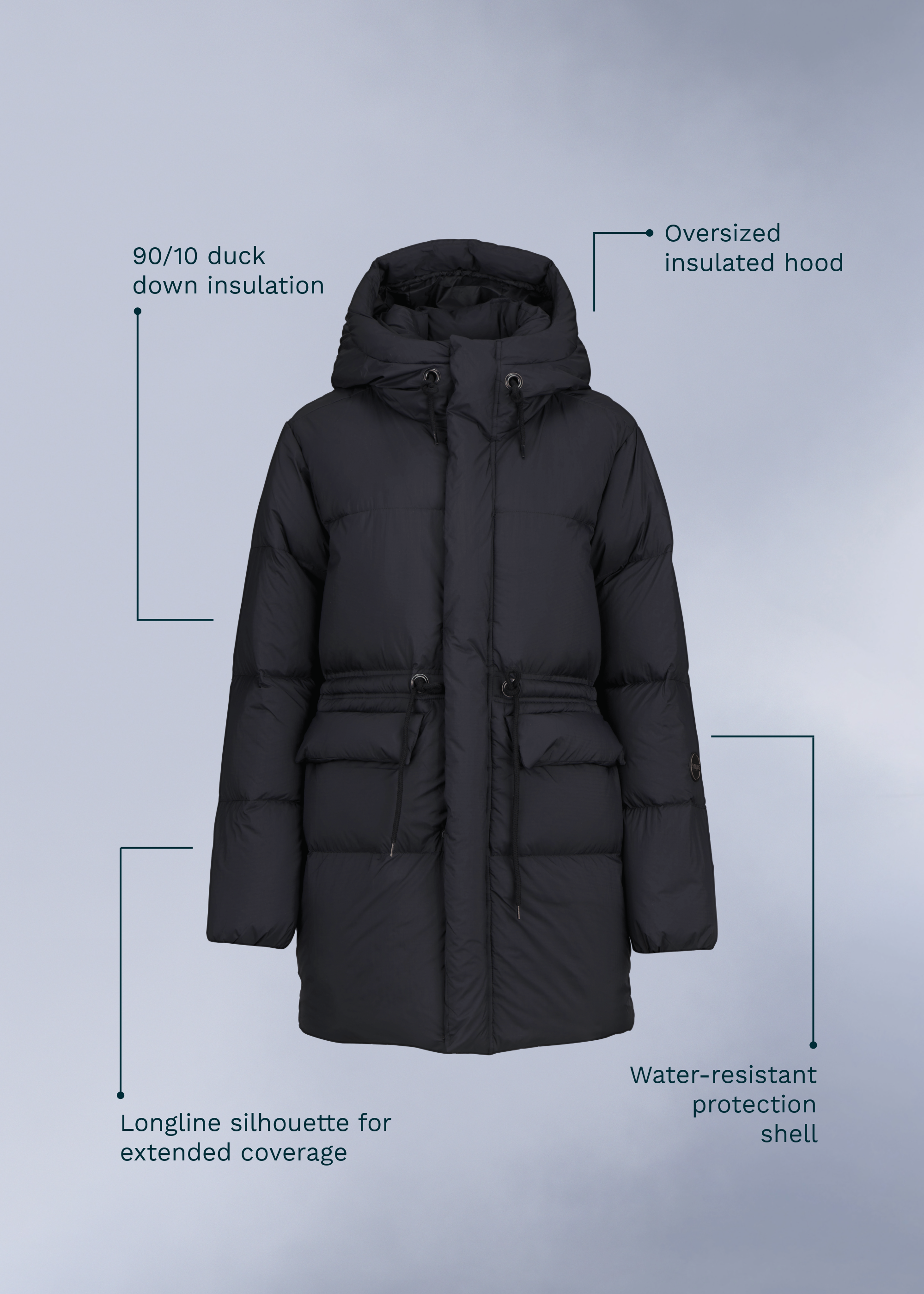 Tokyo Down Parka - background::white,variant::Black