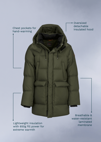 Nagano Down Parka - background::white,variant::Olive