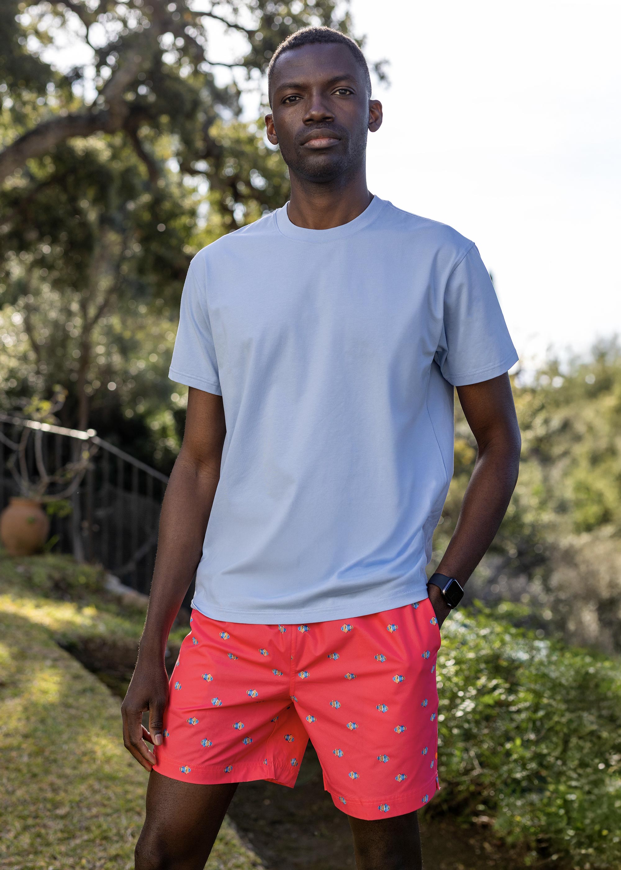 Sol Swim Short (6 ½” Inseam) - background::white,variant::Clowns Campari