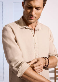 Amalfi Linen Shirt - background::white,variant::Sand Dune