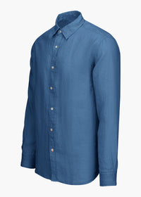 Amalfi Linen Shirt - background::white,variant::Tidal Blue