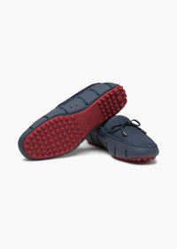 Braided Lace Lux Loafer Driver - background::white,variant::Navy/Deep Red