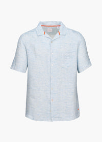 Capri Linen Shirt - background::white,variant::Blue Skies Linen