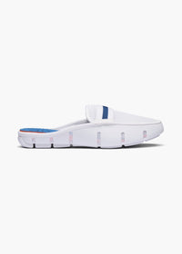 Women's Slide Loafer - background::white,variant::White/Blue Stripe