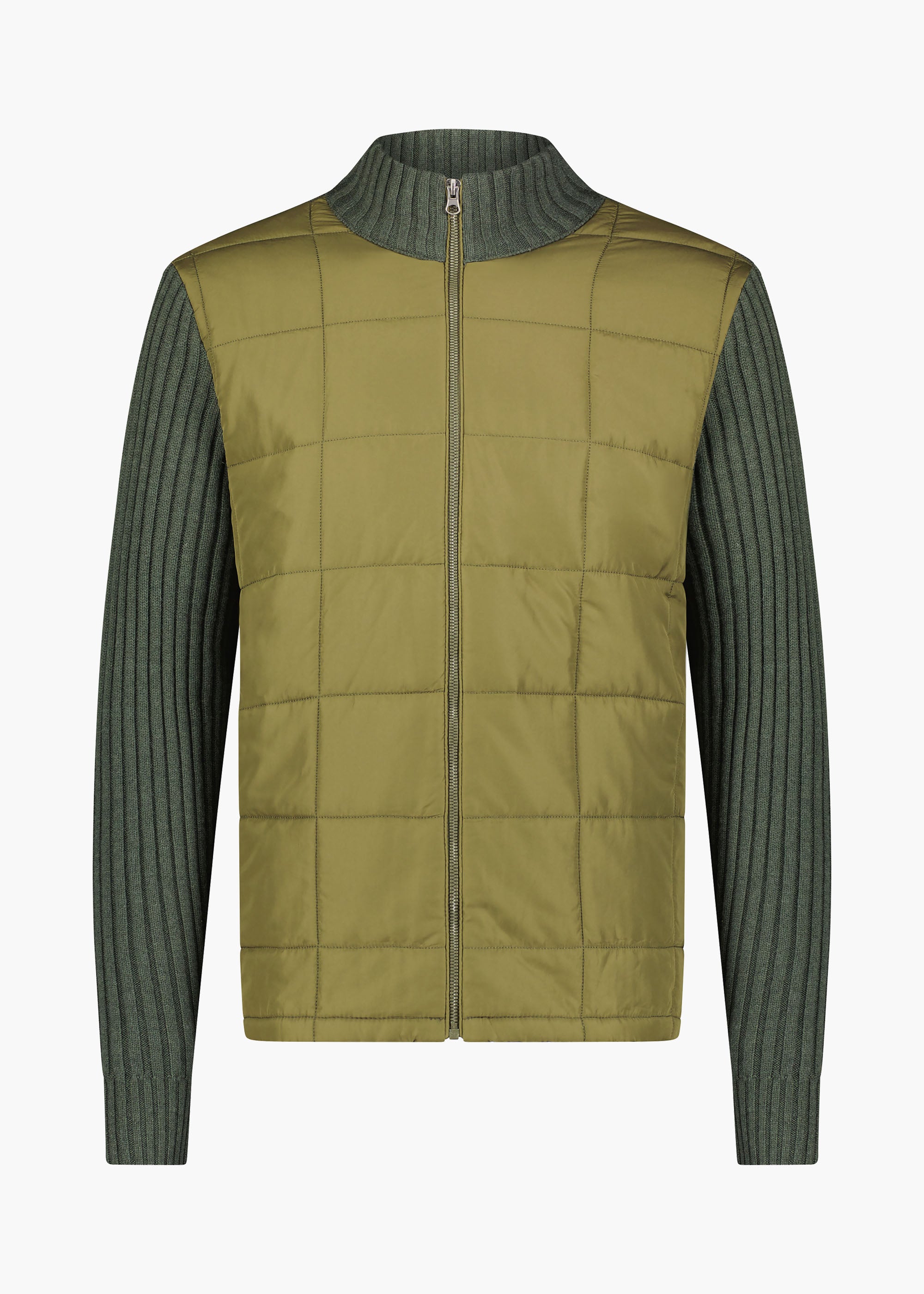 Ramberg Full Zip Quilted Sweater Jacket - background::white,variant::Olive
