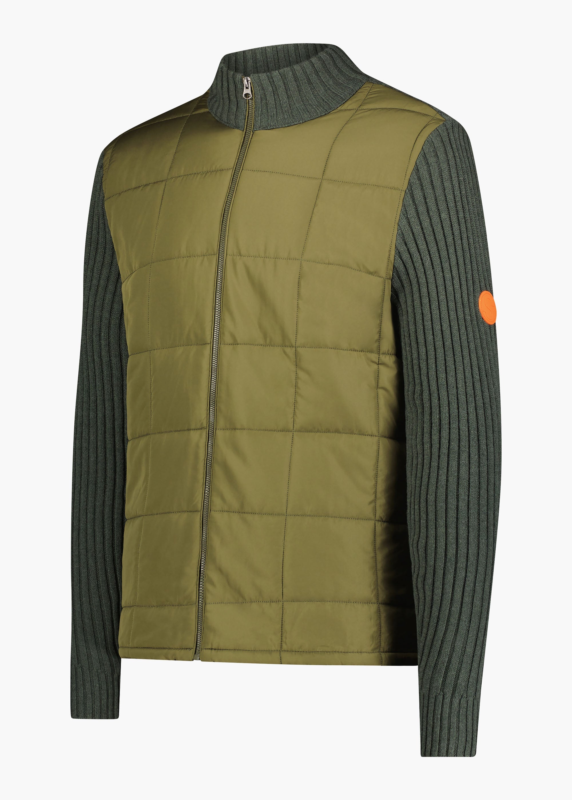 Ramberg Full Zip Quilted Sweater Jacket - background::white,variant::Olive