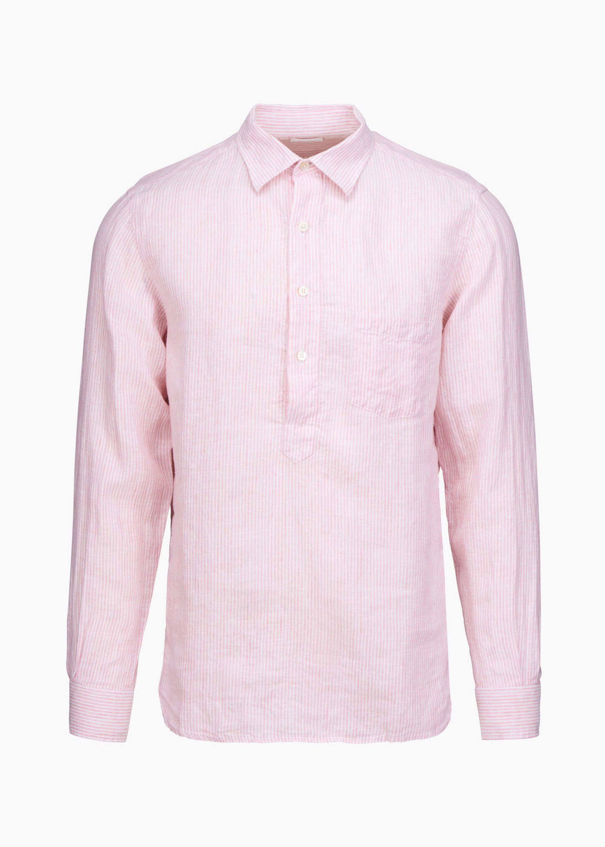 Amalfi Popover Linen Shirt - background::white,variant::Blush Pink Linen