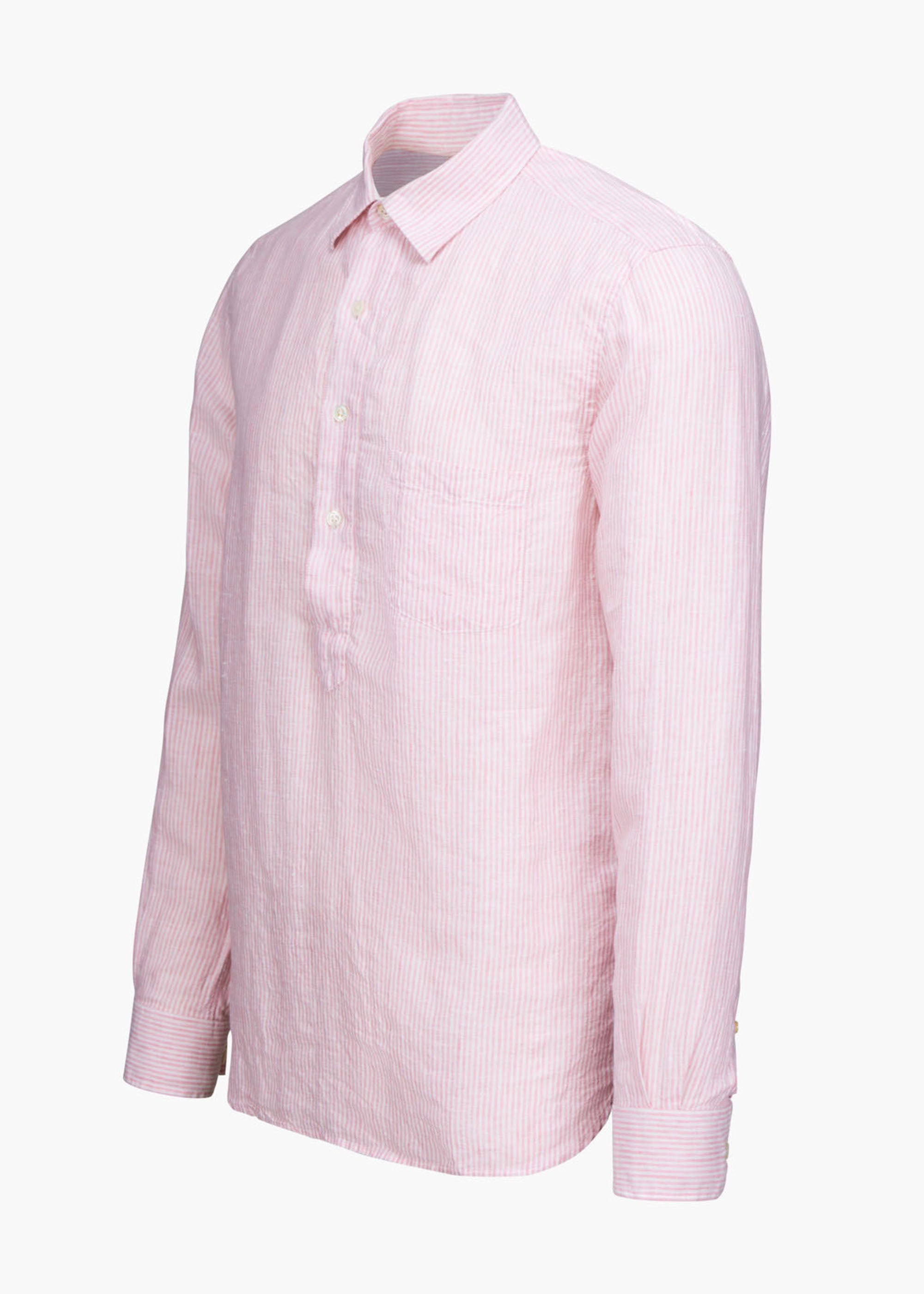 Amalfi Popover Linen Shirt - background::white,variant::Blush Pink Linen