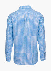 Amalfi Gingham Linen Shirt - background::white,variant::Ensign Blue Gingham